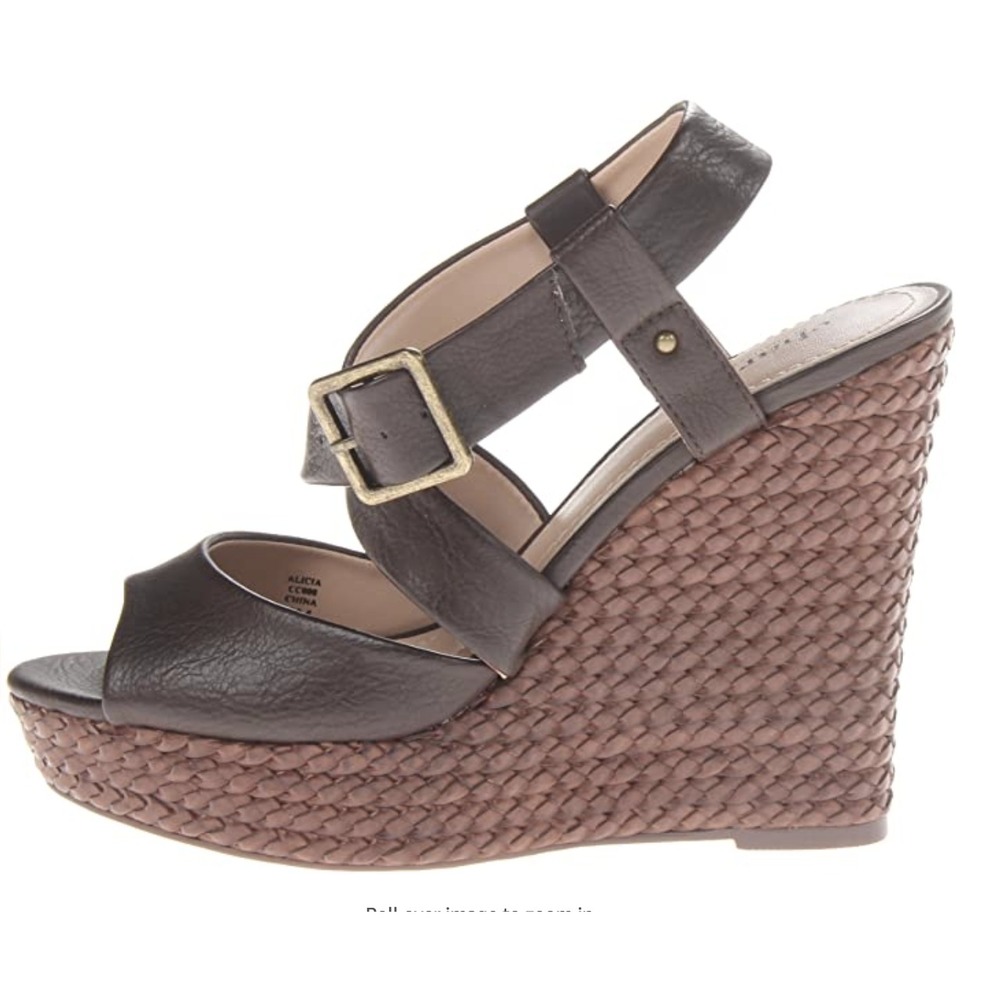 $115 Charles by Charles David Women's Alicia Wedge Brown Sandals Shoes, Size 8